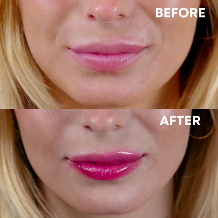 cheekyglo colour changing lip oil swatch result from a cool skin toned woman