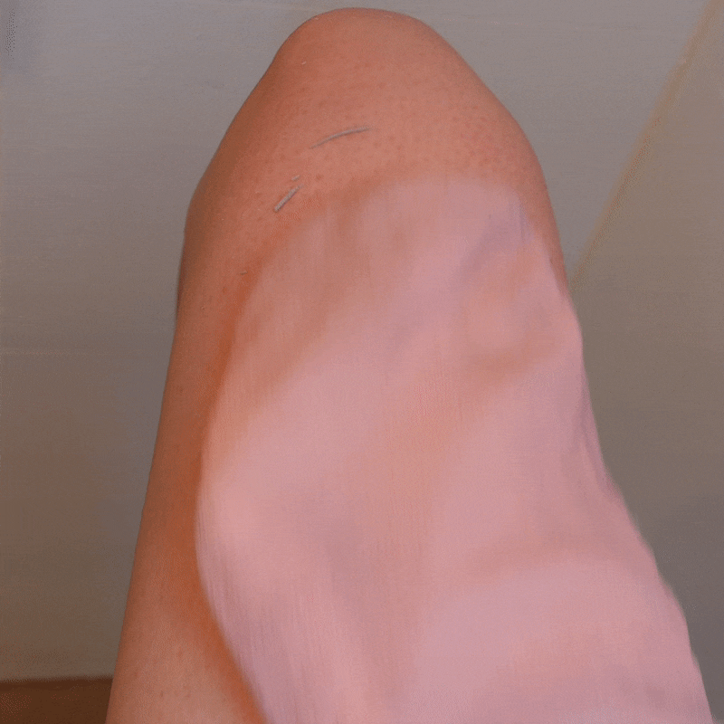 Using the CheekyGlo Exfoliating Glove from CheekyGlo beforehand has given them smoother skin, making the semi-sheer stocking look even more flawless as it’s pulled up past the knee.
