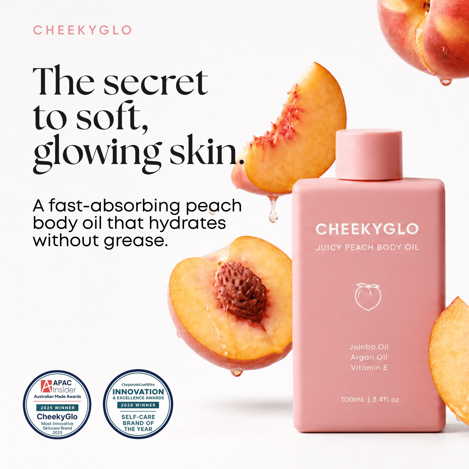 CheekyGlo Juicy Peach Body Oil - CHEEKYGLO