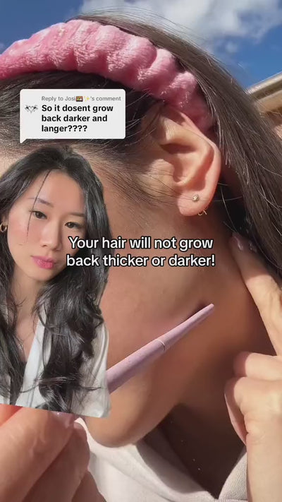 woman answers question about cheekyglo dermablade if hair will grow back thicker